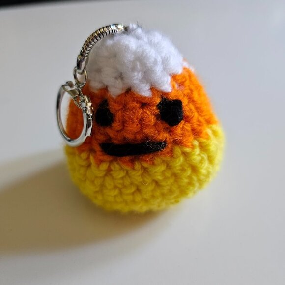 Amigurumi Crochet Candy Corn Key Chain Handmade - Picture 1 of 2